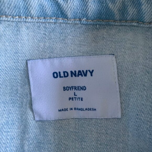 NWT OLD NAVY Women's Light Washed Boyfriend Denim Jean Jacket Sz Large Petite - Picture 6 of 8